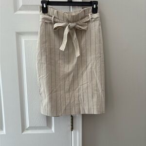 Banana Republic Beige Striped Pencil Skirt with Tie Belt